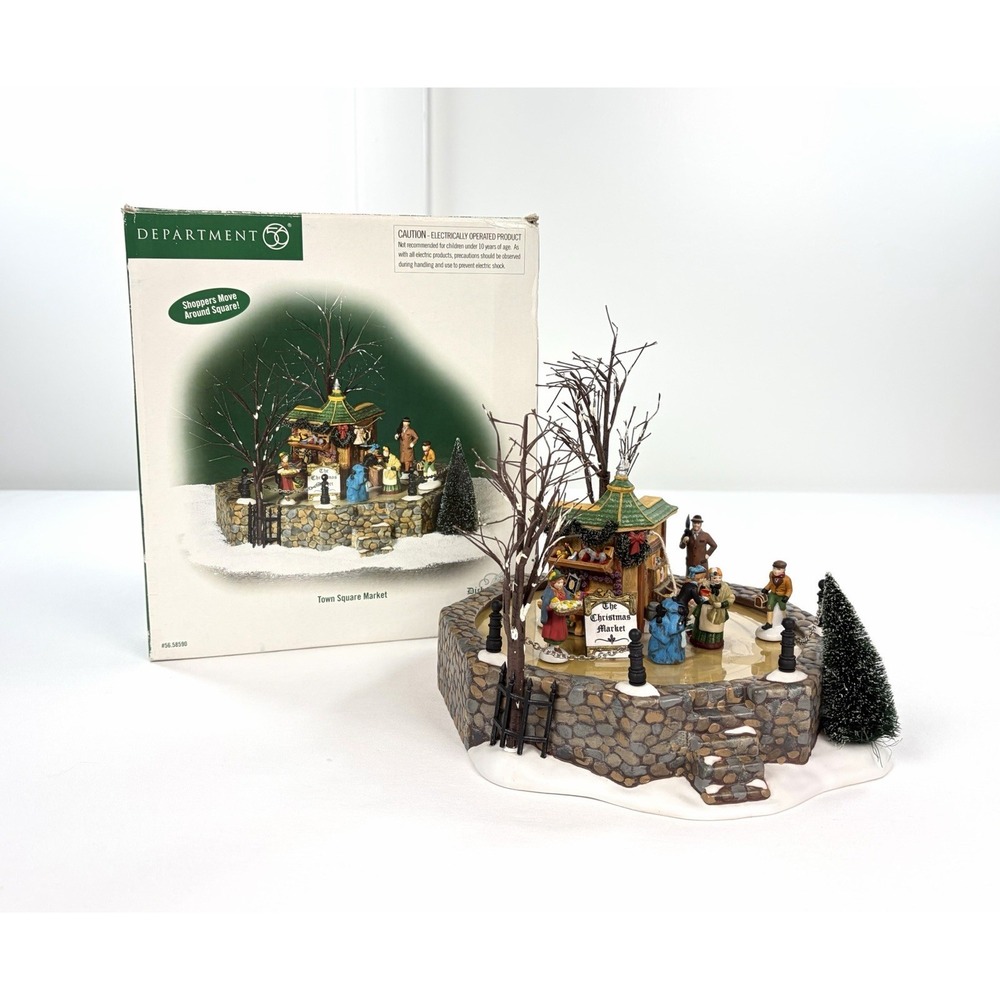 Department 56 Dickens Village Town Square Market Animated Christmas Vintage